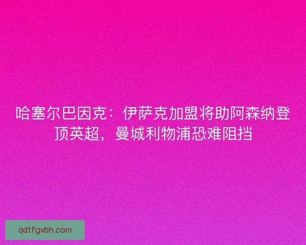 哈塞尔巴因克：伊萨克加盟将助阿森纳登顶英超，曼城利物浦恐难阻挡