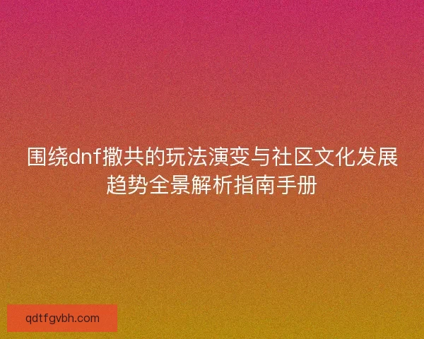 围绕dnf撒共的玩法演变与社区文化发展趋势全景解析指南手册